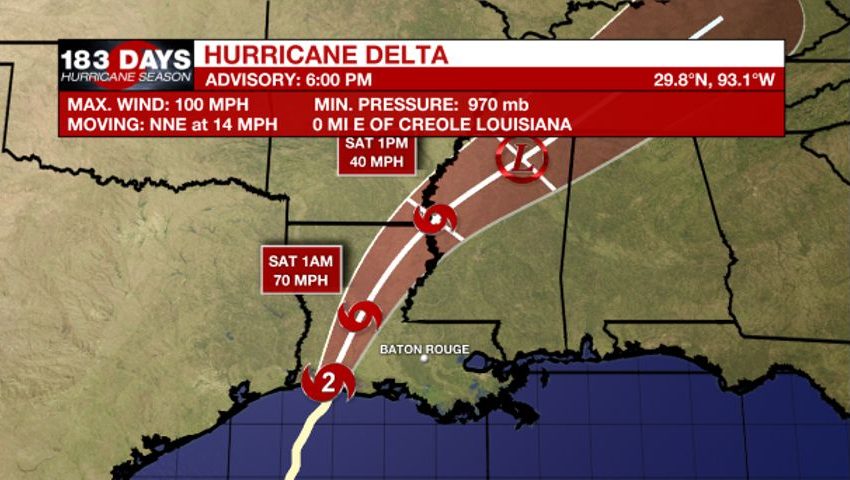  THE LATEST: Hurricane Delta makes landfall near Creole, Louisiana