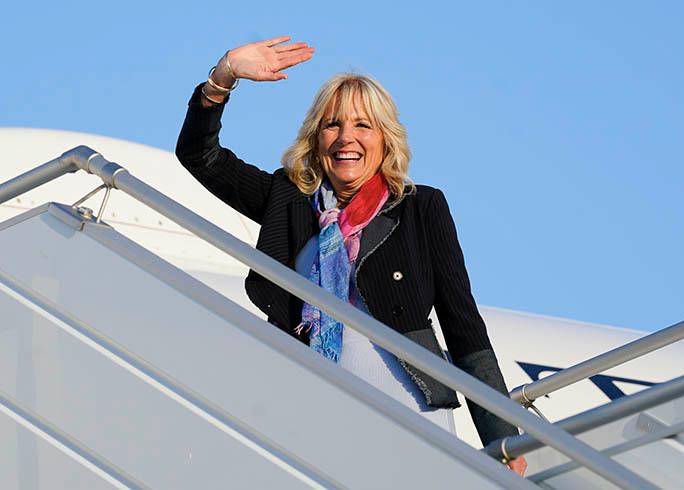  Jill Biden Puts Chic Spin On Flowy Skirt & Blazer With Suede Boots In Romania for Ukraine’s Refugee Crisis Trip