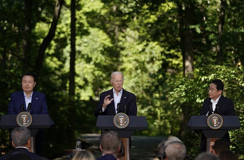  US, Japan and South Korea agree to boost security ties at Camp David summit