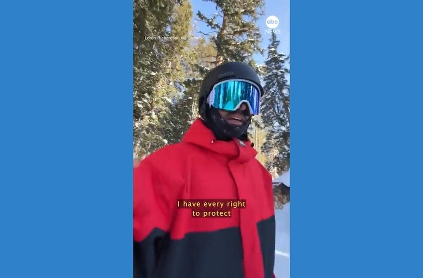  WATCH: Dramatic moment snowboarder is stopped at gunpoint on private property